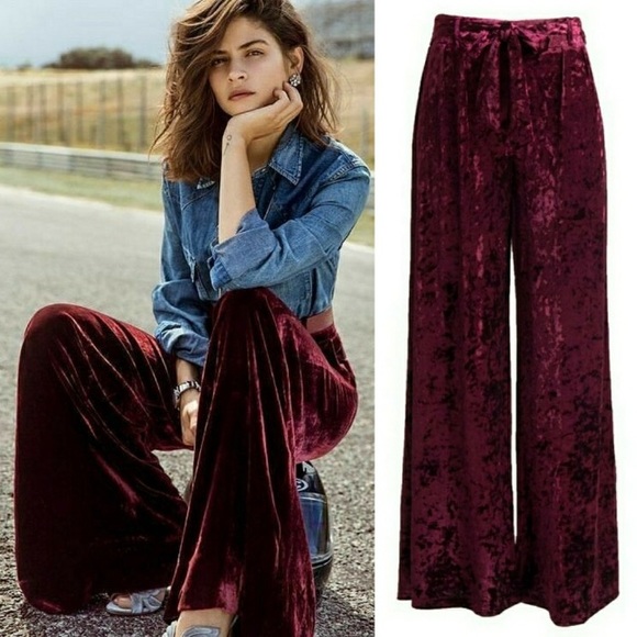 Fashionomics Pants - ONE LEFT! Wide Leg Velvet Pants